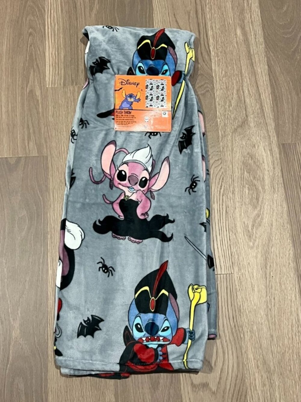 Disney Lilo & STITCH ANGEL HALLOWEEN Throw Blanket 50x70 Ursula Hook Jafar Bats